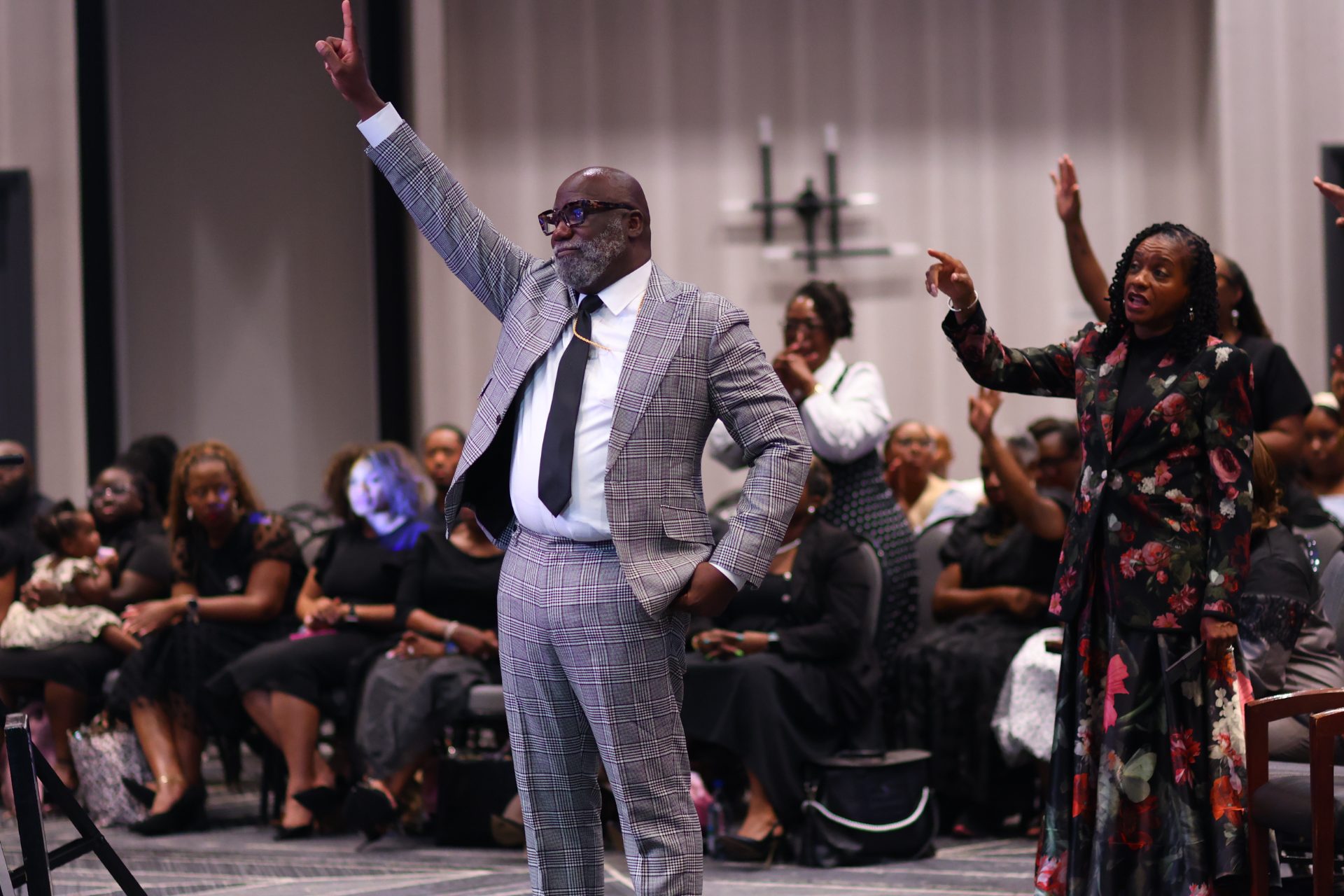 Bishop Randy Borders ministering to a congregation